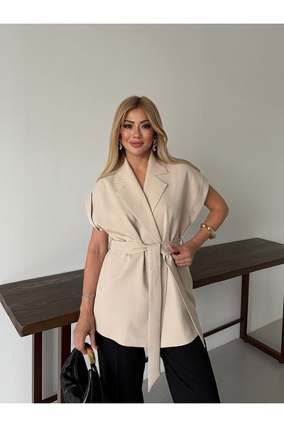 Nadrina Low sleeve oversize belted vest