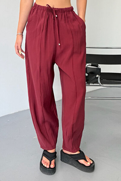 Feela Moda Women's Modal Cupra Elastic Waist Striped Baggy Trousers 2019