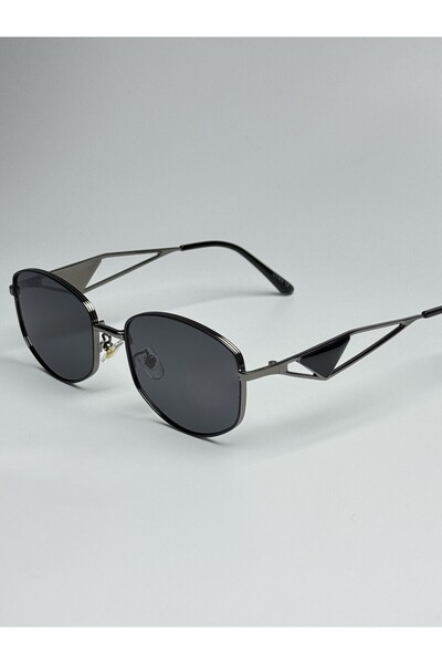 MONAL نظارات شمسية GOGO سوداء بإطار هندسي من الزجاج العضوي 56 Ekartman