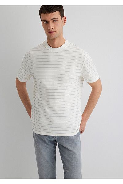 Mavi Ριγέ λευκό μπλουζάκι Loose Fit / Loose Relaxed Fit 0612701-70057