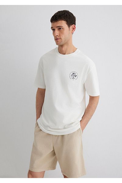 Mavi Printed Ecru T-Shirt Loose Fit / Loose Relaxed Fit 0612516-70057