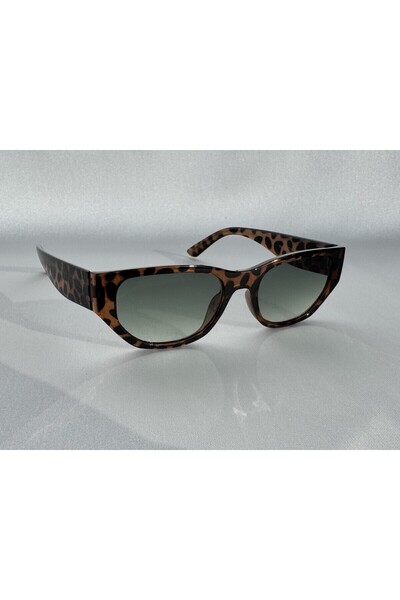 MONAL نظارات شمسية Wave Leopard موديل Cateye زجاج متدرج أخضر