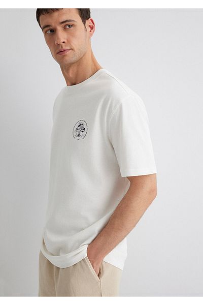 Mavi Printed Ecru T-Shirt Loose Fit / Loose Relaxed Fit 0612516-70057