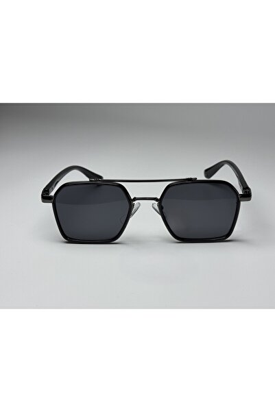 MONAL نظارات شمسية بايلوت سوداء بإطار معدني وزجاج أسود اللون 54-19-147