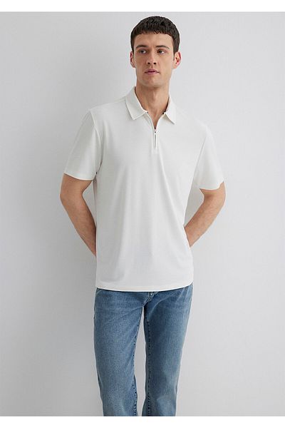 Mavi Semi-Zip Ecru Polo T-Shirt Regular Fit / Regular Cut 0613007-70057