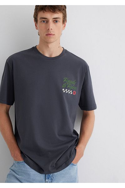 Mavi Printed Anthracite T-Shirt Loose Fit / Loose Relaxed Cut 0613031-80106