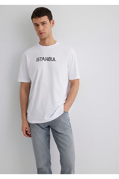 Mavi Λευκό μπλουζάκι Istanbul Printed Loose Fit / Loose Casual Cut 0612993-620