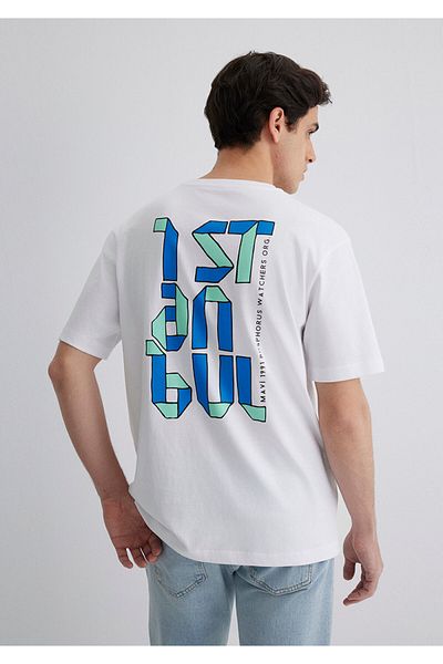Mavi Λευκό μπλουζάκι Istanbul Printed Loose Fit / Loose Casual Cut 0612989-620