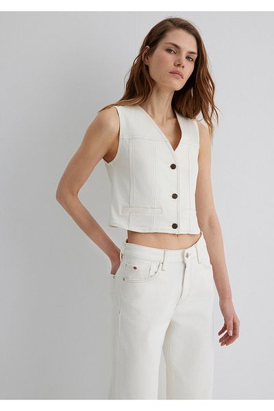 Mavi Merlin Real Blue Off-White Jean Vest Fitted / Body Fitted Cut 1110265-89157