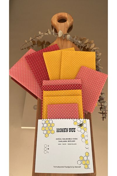 Home Polka Dot Pattern Reusable Natural Beeswax (Beeswax) Food Storage Fabric Cloth Pack of 5