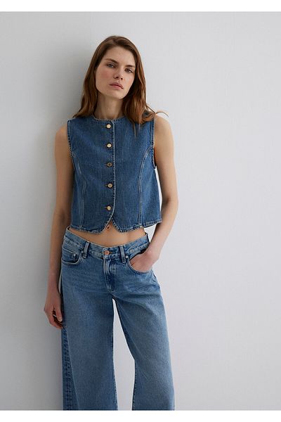 Mavi Nini Gold Premium Vintage Dark Blue Jean Vest Fitted / Fitted Cut 1110688-90154