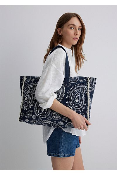 Mavi Printed Navy Blue Shoulder Bag 1913070-28445