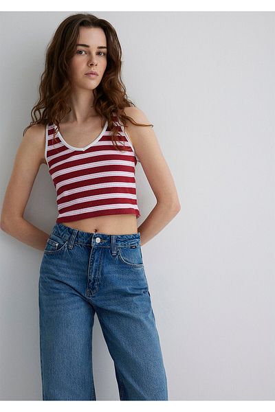 Mavi Striped Red T-Shirt Crop / Short Cut 1613086-89810