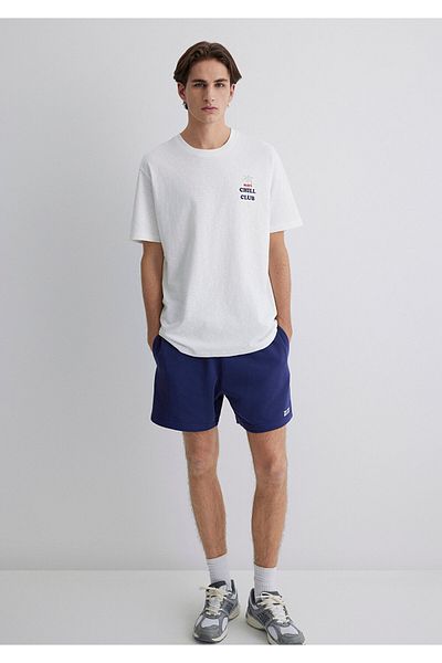 Mavi Chill Club Printed Ecru T-Shirt Loose Fit / Loose Relaxed Fit 0612668-70057