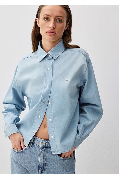 Mavi Carlia Classic Denim Light Blue Jean Shirt Crop / Short Cut 1210924-89580