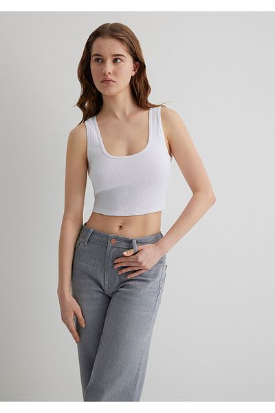 Mavi White Basic Crop Tank Crop / Short Cut 1613071-620