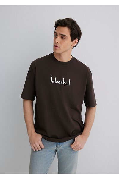 Mavi Ιστορόποντο εμπριμέ καφέ μπλουζάκι Relaxed Fit / Άνετη εφαρμογή 0612999-70219