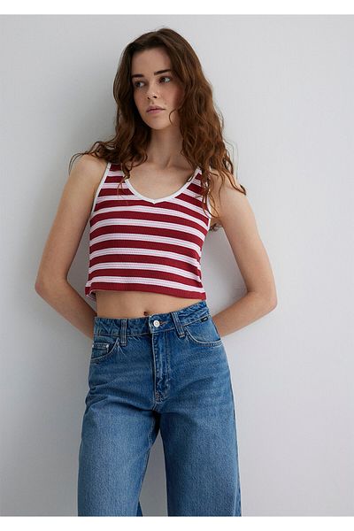 Mavi Striped Red T-Shirt Crop / Short Cut 1613086-89810