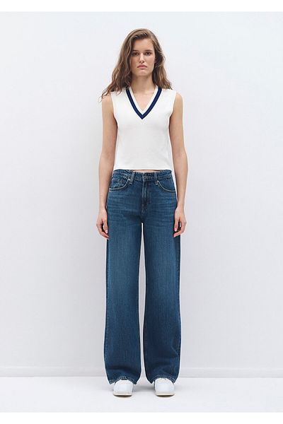 Mavi V-Neck White Sweater Fitted / Fitted Cut 1710757-70057