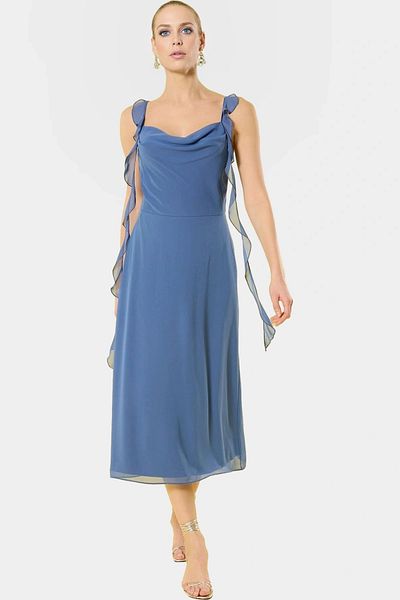 PayBuy Chiffon A-Line Midi Dress Gathered Sleeveless Summer Carefully Selected Professional Look
