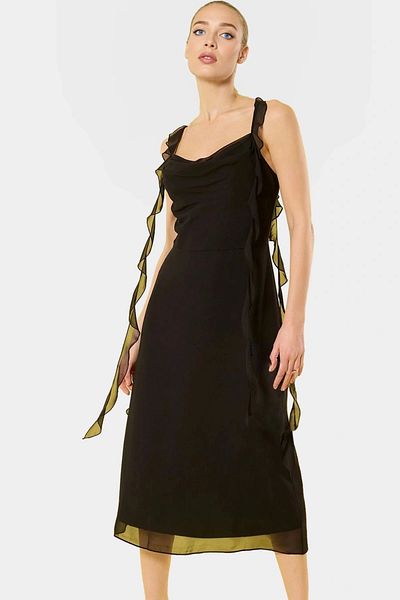 PayBuy Chiffon A-Line Midi Dress Gathered Sleeveless Summer Carefully Selected Professional Look