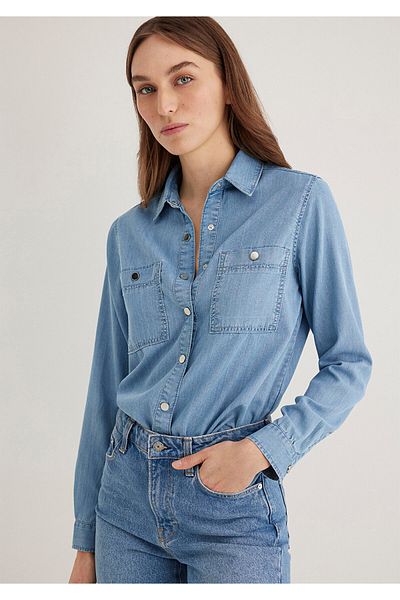 Mavi Betty Gold Light Blue Jean Fitted Shirt 1210818 -89159