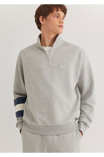 Mavi Φούτερ με λογότυπο Patch Semi-Zip Grey 0s10307-80196