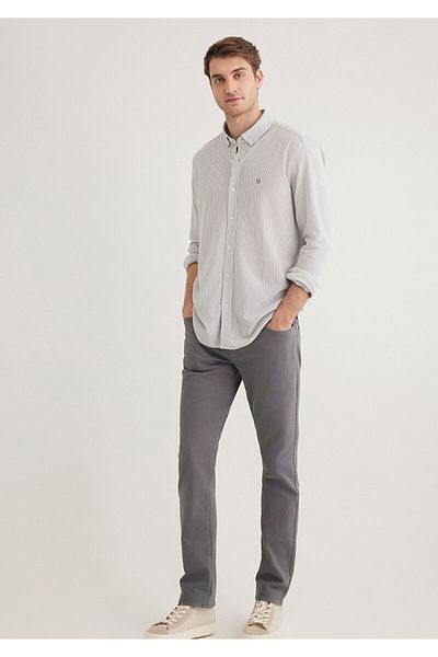 Mavi Gestreiftes graues Hemd Slim Fit / Slim Fit 0211402 -82577