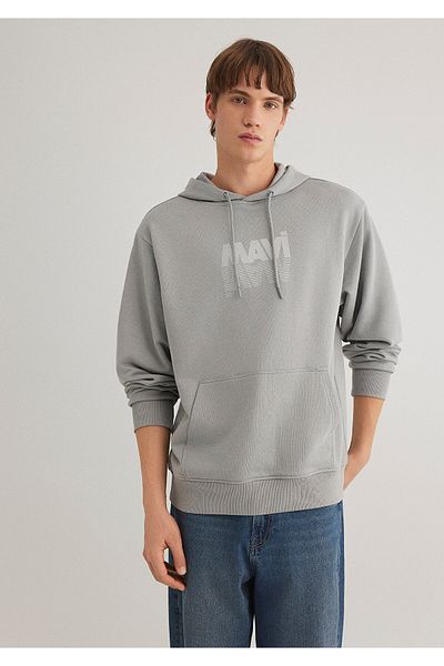 Mavi Logo Printed Hooded Gray Sweatshirt 0611317 -70103