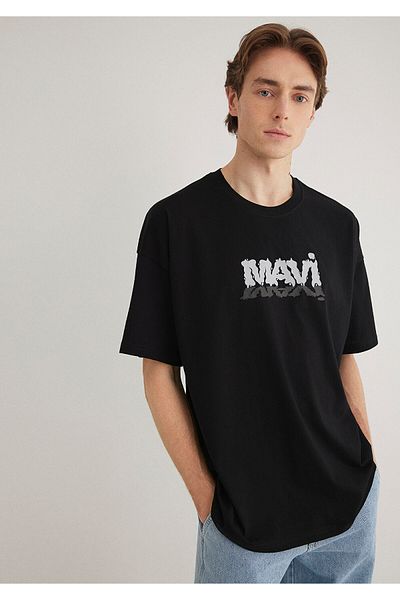 Mavi Logo Printed Black T-Shirt Oversize / Wide Cut 0611828 -900