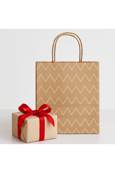 HDF PAZARLAMA 25 Pieces Zigzag Patterned 18*8*24 Kraft Bags