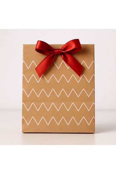 HDF PAZARLAMA Zigzag Patterned 50 Pieces 18*8*24 Kraft Presentation Paper Bag Without Handle (Wedding, Engagement, China Etc)