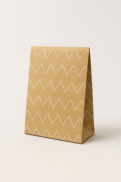 HDF PAZARLAMA Zigzag Patterned 50 Pieces 18*8*24 Kraft Presentation Paper Bag Without Handle (Wedding, Engagement, China Etc)