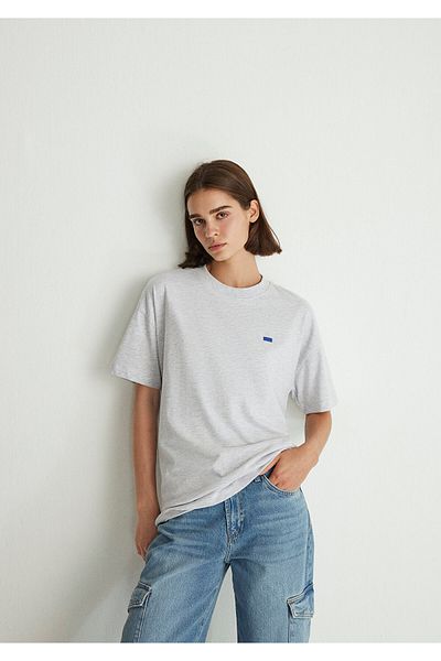 Mavi Základní šedé tričko Crew Neck Volný střih / Volný uvolněný střih 1612188 -80196