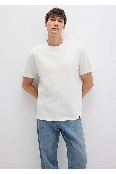 Mavi Λευκό Basic T-Shirt με λεπτομέρεια ετικέτας Loose Fit / Loose Relaxed Fit 0611824 -70057