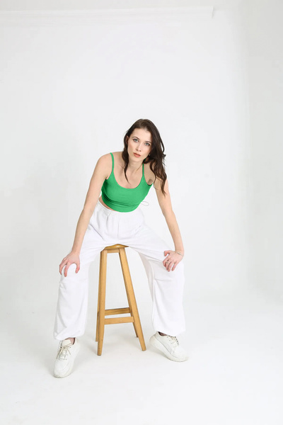 EDSA Koyu Yeşil Askılı Sıfır Kol Şık Günlük Kadın Crop