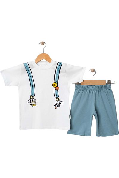 Babexi Printed Tshirt Shorts Set White