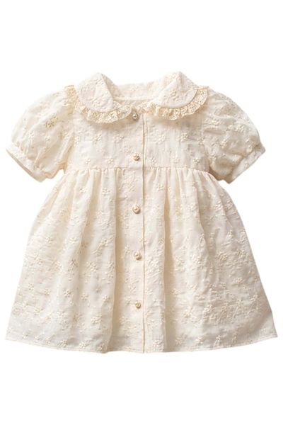 Babexi Lace Collar Detailed Brode Dress Ecru