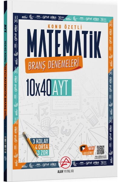 Alan Yayınları Alan Yayınları AYT Matematik Konu Özetli 10 x 40 Branş Denemeleri
