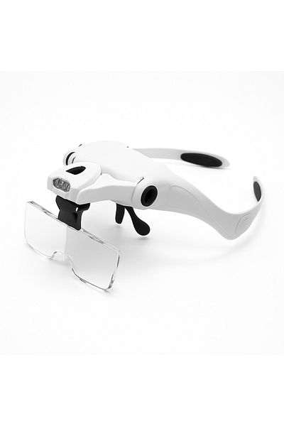 TAREZ Mg-9892 Led Lighted Glasses Head Magnifier – 5 Different Lenses, Adjustable Loop Glasses with 2 Leds