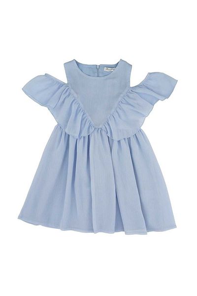 best kids Rochie albastră cu volan pentru fetiță
