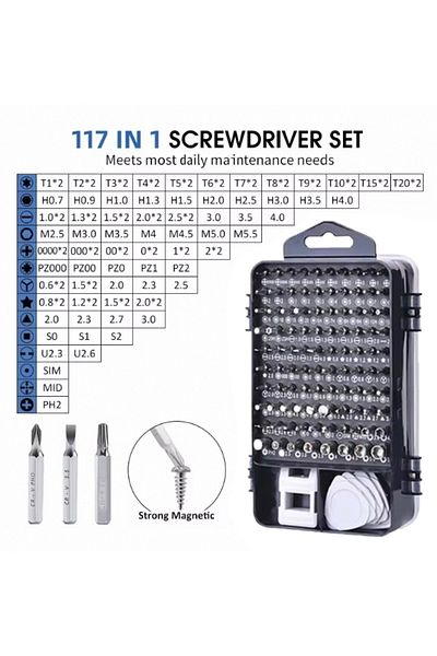 Choice 115 In 1 Black 115/117 In 1 Precision Screwdriver Set Magnetic Torx Hex Screw Driver Bits Profession