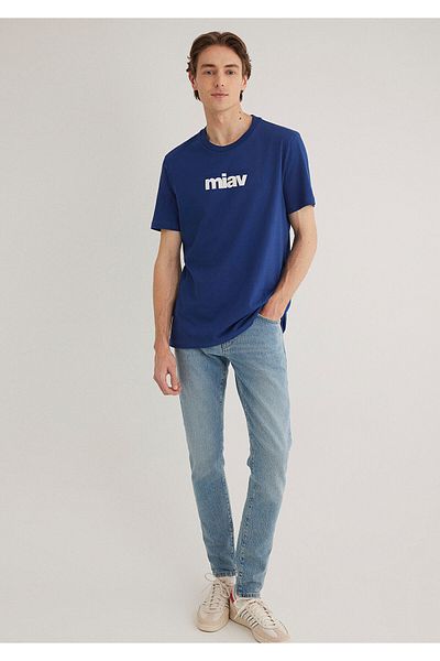 Mavi Μπλουζάκι με στάμπα Miau Navy Blue Regular Fit / Κανονική εφαρμογή 067153 -70722