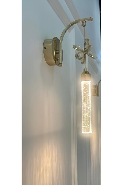 burenze Luxury Modern Kelebek Taşlı Duvar Led Aplik Gold Sarı