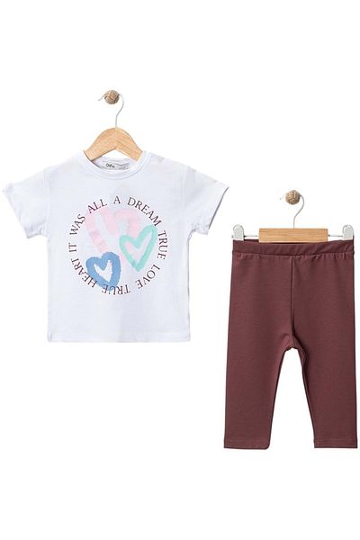Babexi Heart Printed Tights Set Brown