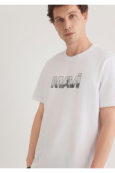 Mavi Logo Printed White T-Shirt Regular Fit / Normal Cut 0610948-620