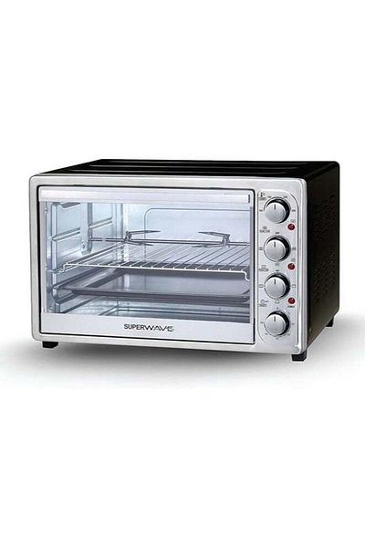Super Wave Electric Oven 48L 2000W with Rotisserie Function 6 Heating Levels Timer Fan Light and Heat Control