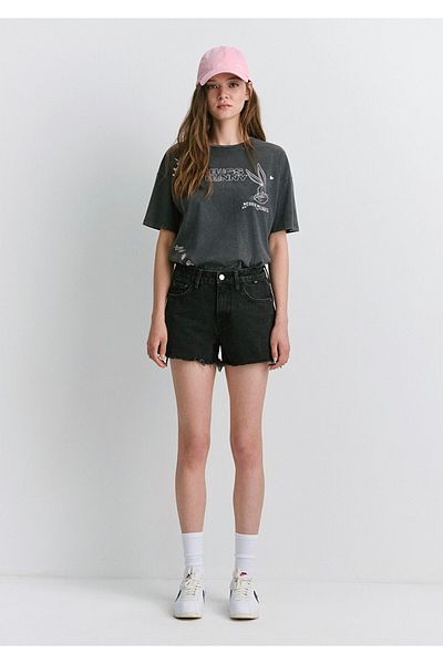 Mavi Rosie 90s Gray Ripped Jean Shorts -1447481224