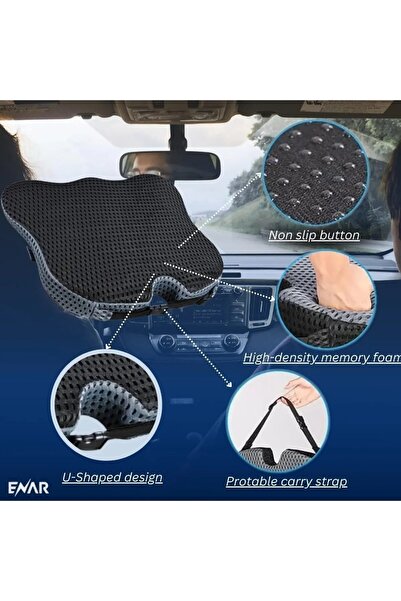 Primo Plus Car Seat Wedge Cushion for Driver/Passenger - Improved Viewing/Driving Posture - (Mesh Cover, Black)