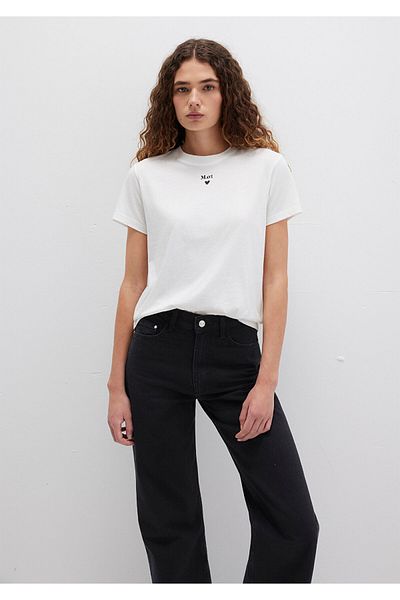 Mavi Weißes T-Shirt mit Logo-Print, reguläre Passform / normaler Schnitt 1601185-33389